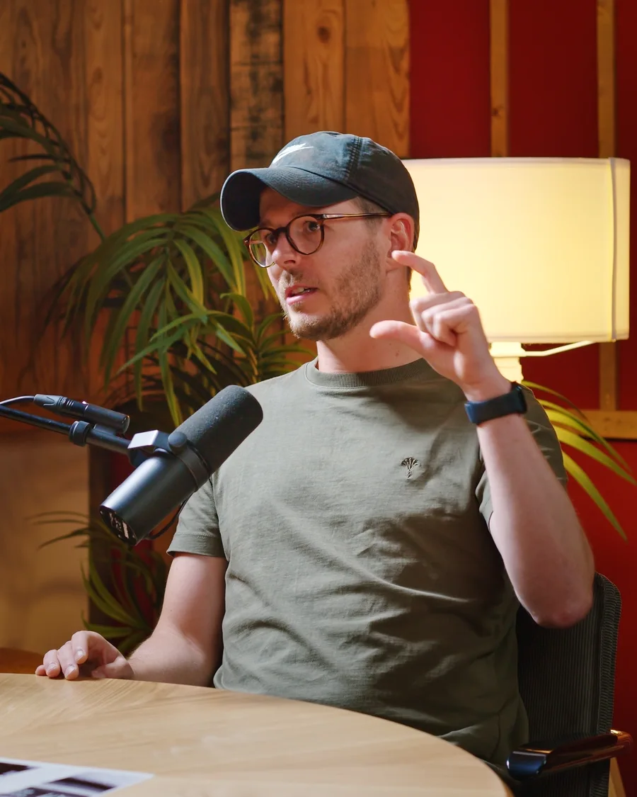Julian Glaab talking in the Founder Mode studio