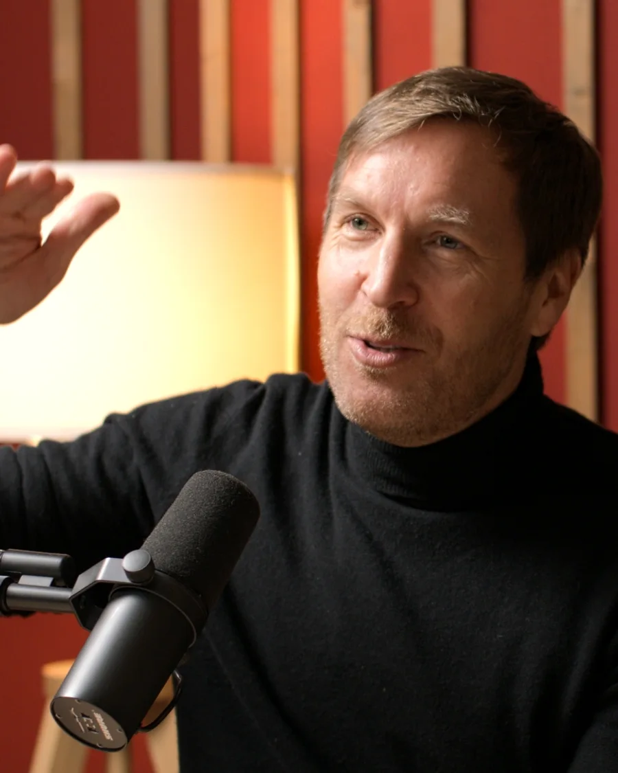 Tim Schumacher talking in the Founder Mode studio