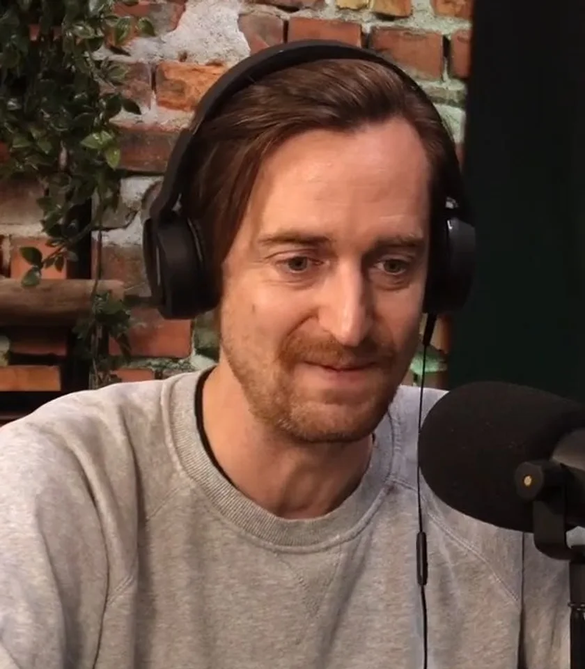 Fabian Huber smiling during the conversation